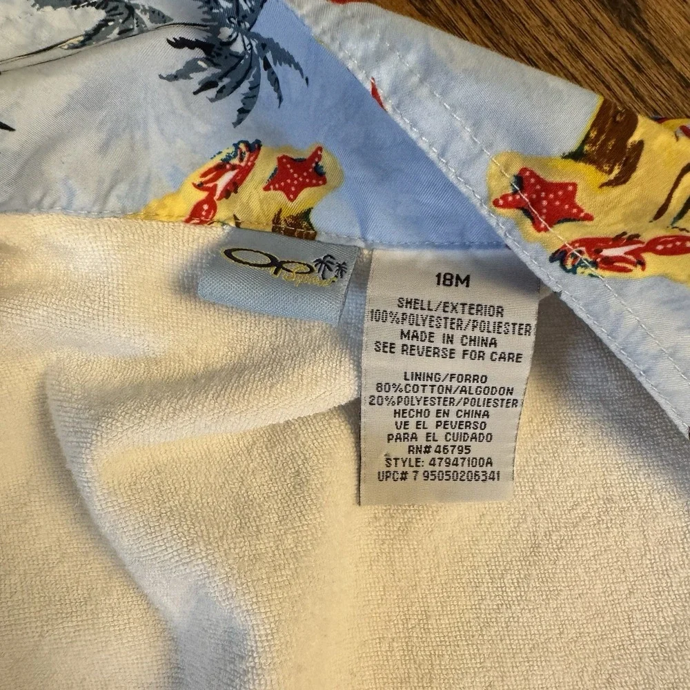 OP Sport Baby Swim Shirt‎ Lot 2 Hawaiian Terry Lined Rash guard 12–18M AOP